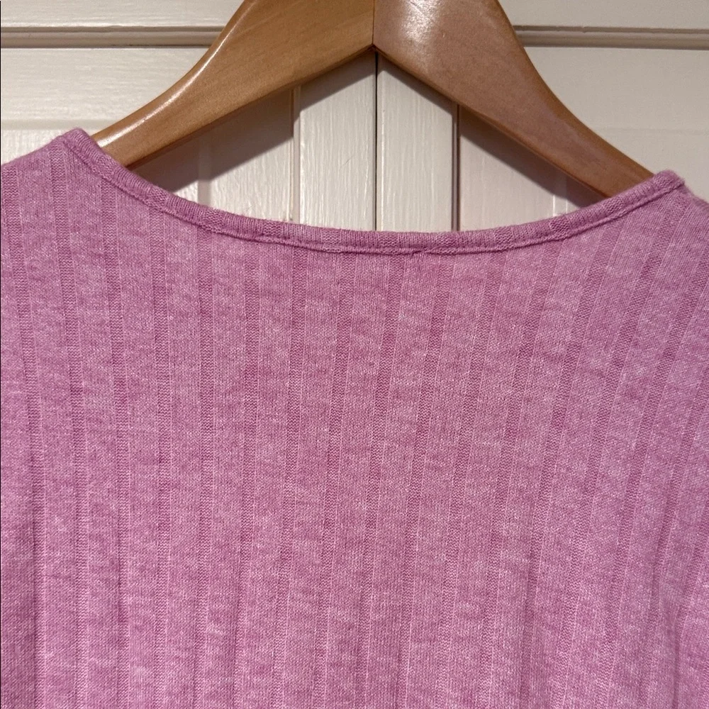 Zenana Outfitters Ribbed Henley Long Sleeve Top Light Lavender Pink size medium